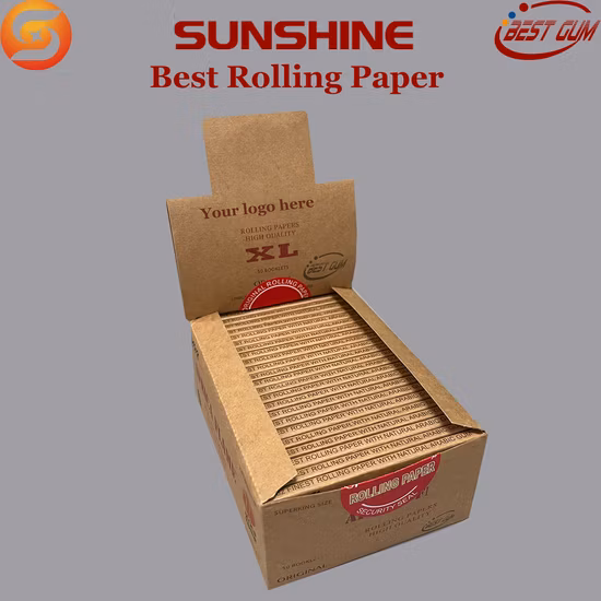 OEM XL размер 12,5 GSM небеленый коричневый цвет для курения рулонной бумаги на заводе